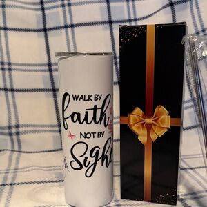 White Tumbler with Inspirational Quote